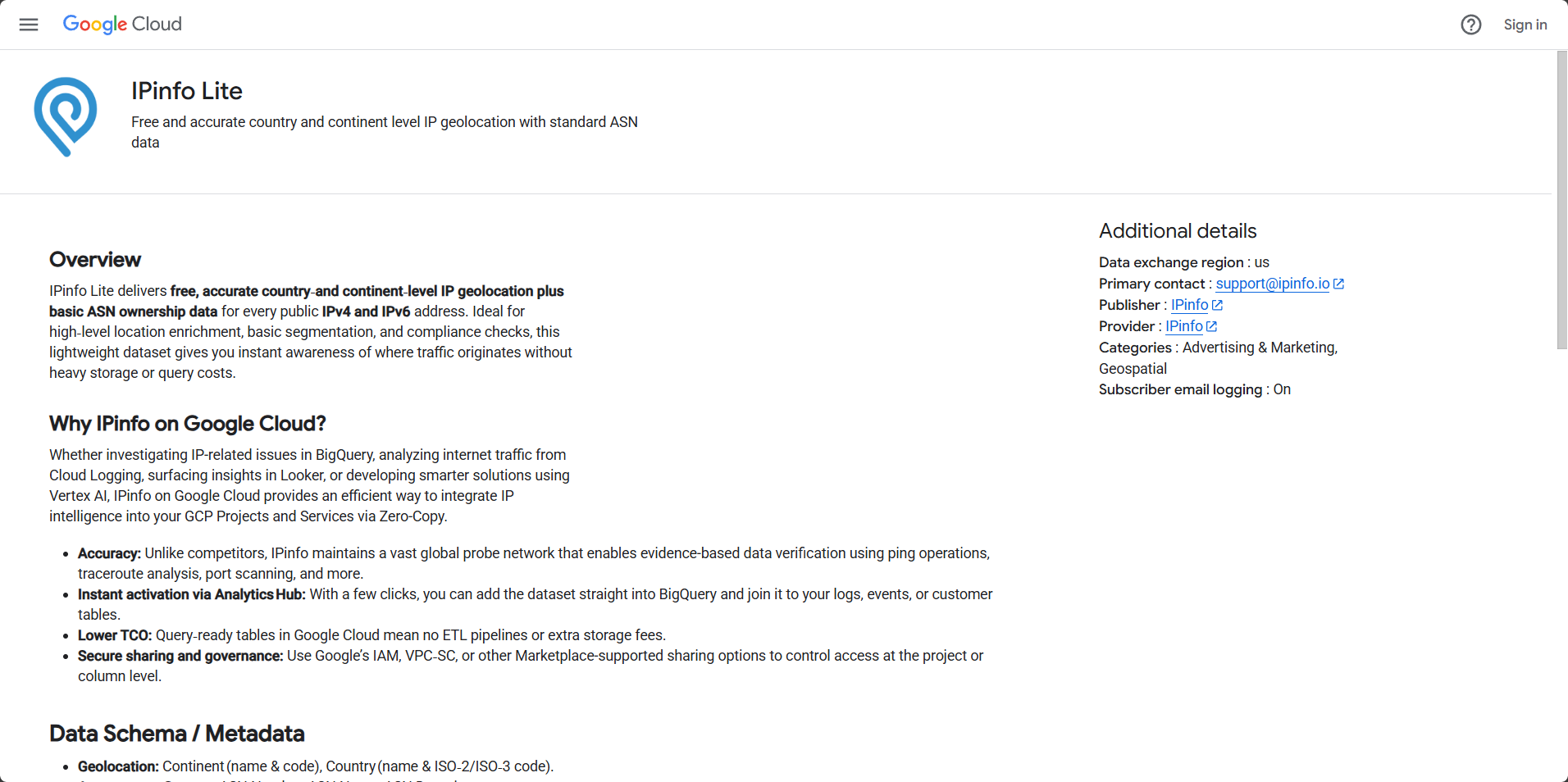 IPinfo Lite on Analytics Hub
